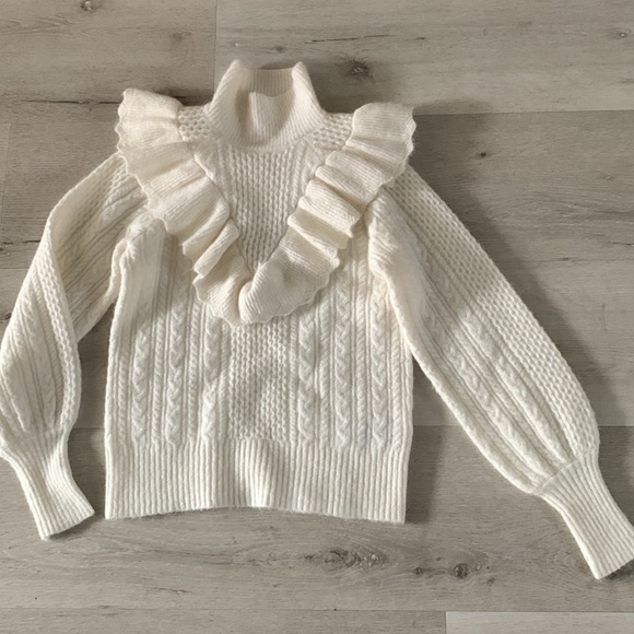 Madewell cable Winslow mockneck pullover antique cream size M Alpaca blend - Picture 3 of 9